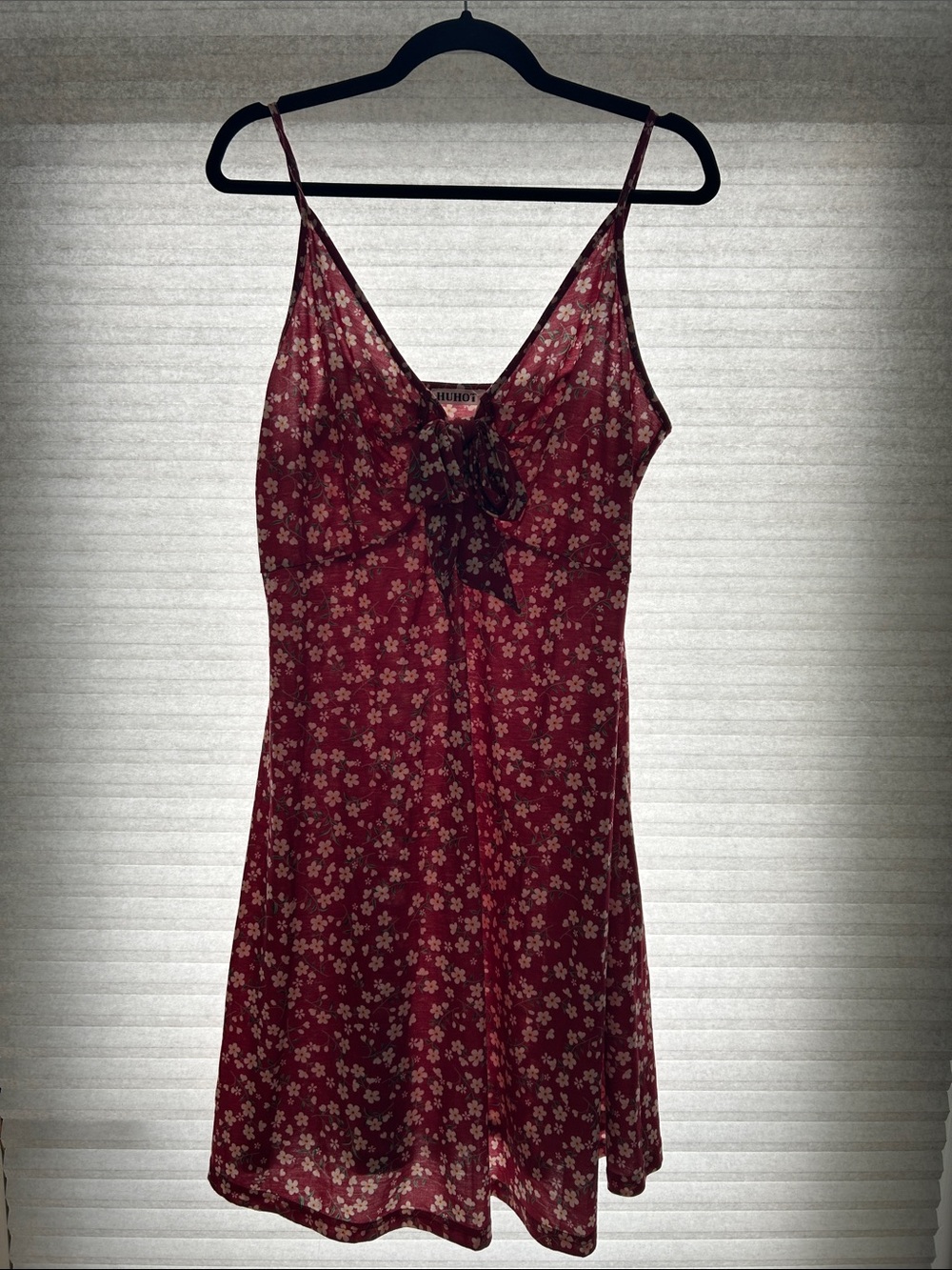 Floral Slip Dress in Burgundy with Cream Blossoms